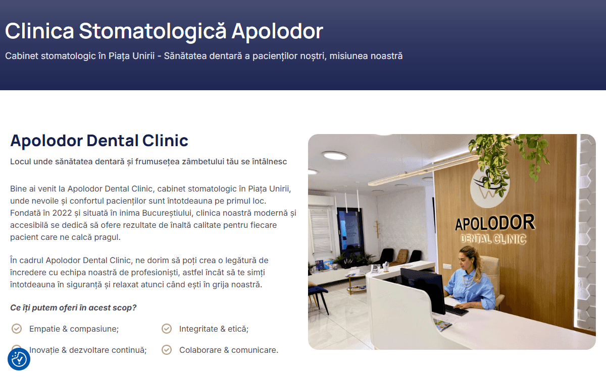 Site-ul clientului Apolodor Dent