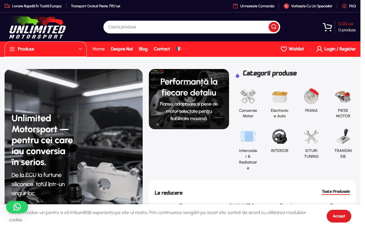 Site-ul clientului Unlimited Motorsport